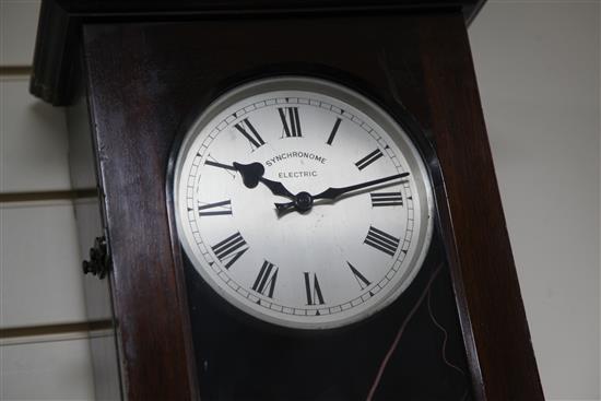 An early 20th century mahogany cased Synchronome Electric wall clock 1ft. H.4ft 2in.